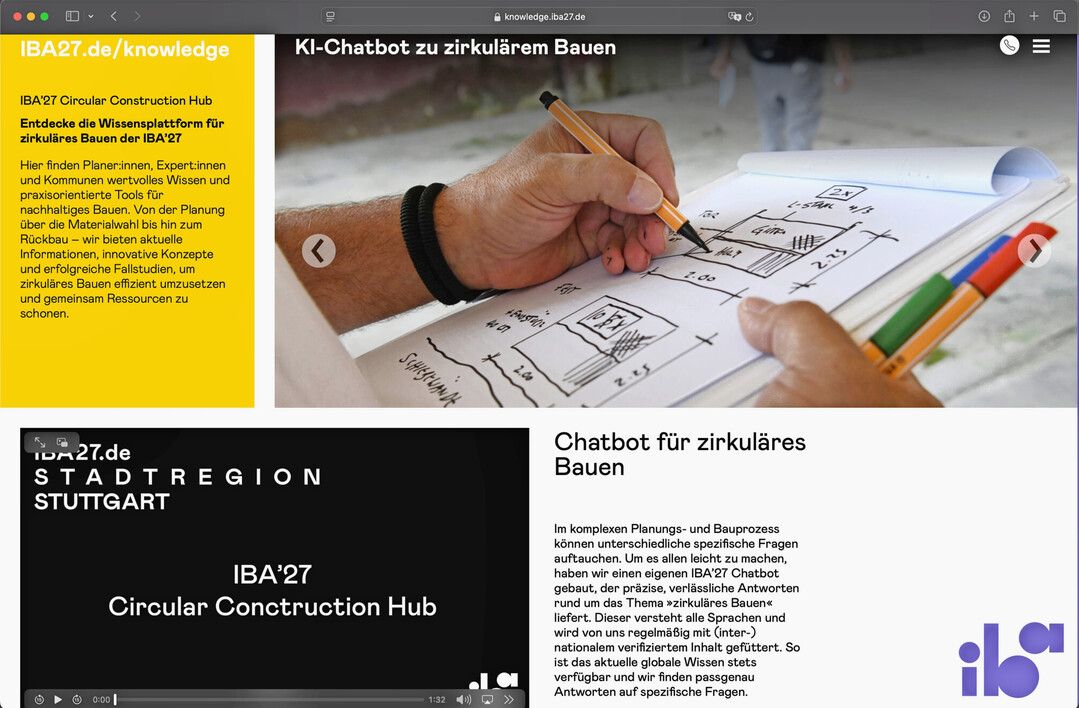Circular Construction Hub der IBA27 (Screenshot: IBA27)