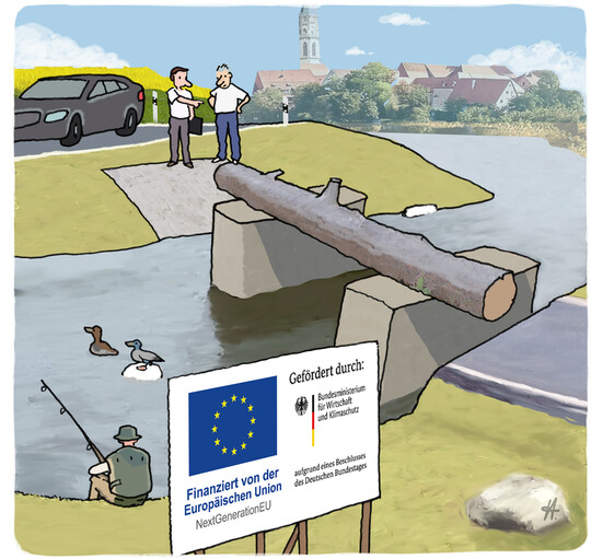 Ich sehe selber, dass hier was fehlt. Die Frderung hat aber leider nicht fr die komplette Brcke gereicht. Wenn die Kasse leer ist, muss man halt improvisieren.