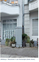 Kleine GüL, aber bestens skalierbar: die Wassertanke macht Dachwasser der urbanen Blockrandbebauung für die Nachbarschaft verfügbar.