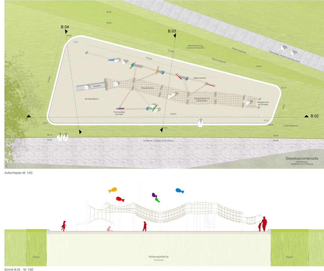 Lageplan und Schnittansicht