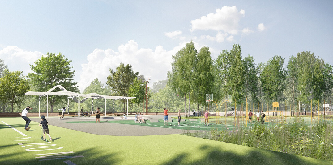 Eine dauerhafte Nachnutzung mit langlebigen Sport- und Bewegungsfl�chen, Spiel- und
Aufenthaltszonen sind geplant, mit Circular Labs (�Follys�), modulare Pavillons aus nachhaltigen Materialien.