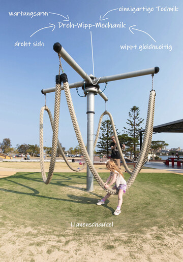 Die Lianenschaukel f�rdert spielerisch Gleichgewichtssinn, Koordination und Selbstvertrauen.