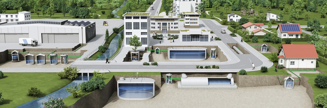 Mit den Mall-L�sungen f�r die Schwammstadt kann Regenwasser vor Ort gesammelt, behandelt, genutzt, verdunstet und versickert werden.