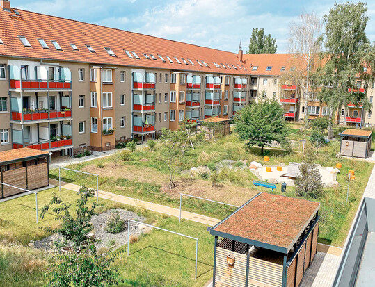 Schwammstadt individuell: Jeder der acht Innenhfe hat eine eigene Regenrckhaltetechnik, die im Rahmen der Forschung ausgewertet wird.