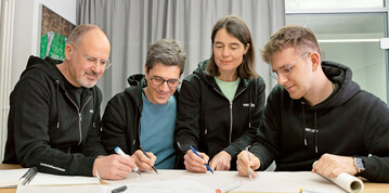 Das interviewte Team von ver.de, von links nach rechts: Robert Wenk, Stephan Gentz, Kerstin Schwarz, Vincent Wenk