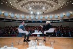 Abschlussdiskussion im bcc zum DAT 2019: Dr. Tillman Prinz, Geschäftsführer der Bundesarchitektenkammer, und Barbara Ettinger-Brinckmann, damalige Präsidentin der Bundesarchitektenkammer