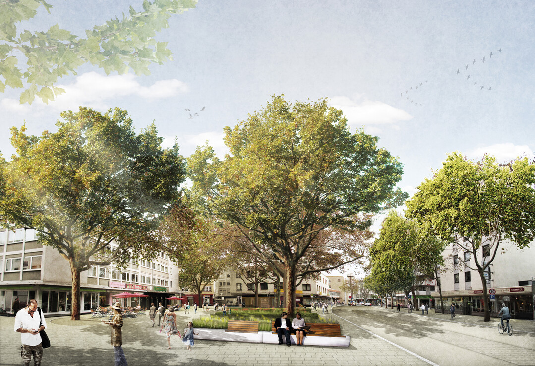 Der GDM.Klimastein im Stadtbild: Projektvisualisierung von club L94 Landschaftsarchitekten.