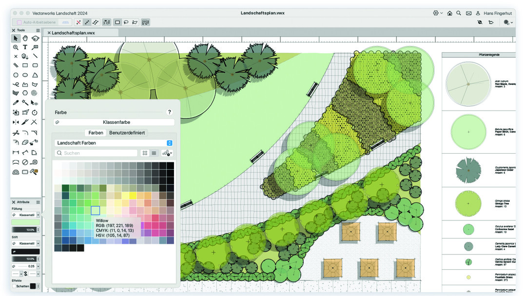 Farbpalette fr die Landschaftsgestaltung