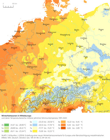Winter Hardiness Zone Map Central Europe 2020 