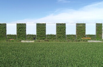 Die Grnwand schafft einen flieenden bergang zwischen Gewerbegebiet und Agrarlandschaft.