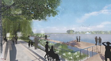 Ein Vorschlag von Annika Sauer zur Neugestaltung des Besigheimer Neckarufers inklusive Schiffsanleger und schwimmenden Grten.