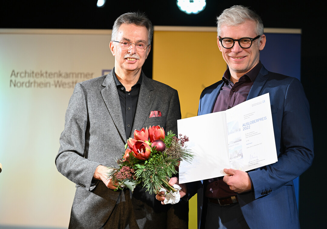 Ernst Uhing und Martin Harter bei der Verleihung des „Ausloberpreis 2022“.