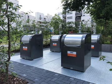 Das neue Unterflursystem an der Wilhelmshher Allee 327 ist beispielhaft fr die Neugestaltung der Sammelstellen von Wohnungen der GWG in Kassel. 