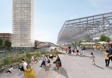 Im neuen Stadtteil Grasbrook am Sdufer der Norderelbe entstehen 3.000 Wohnungen, 16.000 Arbeitspltze, grozgige Grn- und Freizeitanlagen, innovative Nutzungs- und Mobilittskonzepte sowie neue Verknpfungen zum Nachbarstadtteil Veddel. 