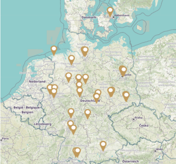 Hier sind die 35 nominierten Projekte fr den Deutschen Landschaftsarchitektur-Preis 2023 verortet.