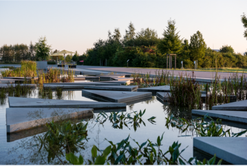 Die zur Landesgartenschau erstellten Wassergrten bleiben ber die Schau hinaus bestehen. 