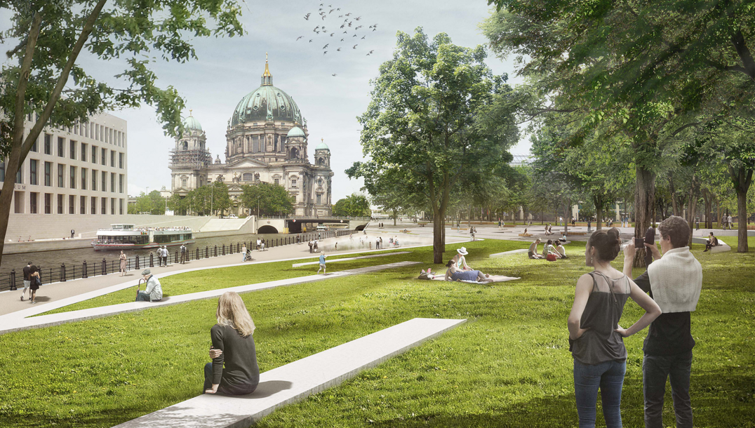 Der Siegerentwurf von RMP Stephan Lenzen Landschaftsarchitekten überzeugt mit eienr prägnanten Figur.