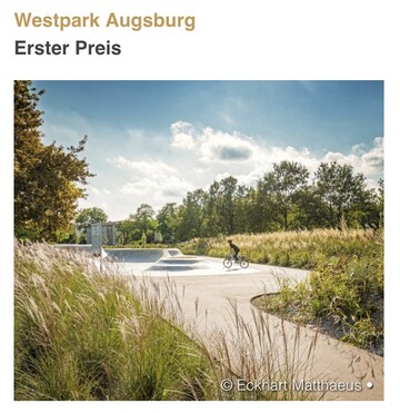 Der Westpark in Augsburg ist mit dem Deutschen Landschaftsarchitekturpreis 2021 ausgezeichnet worden.