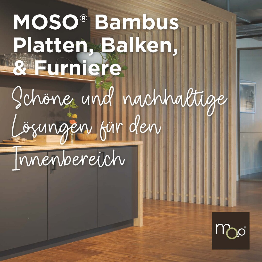 Mit Moso Bambusplatten, -furnieren, -balken und Flexbamboo lassen sich schöne Interieurs aus natürlichem Bambus gestalten. Die Bambusprodukte bieten vielfältige Lösungen beispielsweise für Möbel, Arbeitsplatten, Fenster- oder Türrahmen, Türen, Treppen, Wandverkleidungen oder Decken.