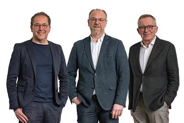 Die Geschftsfhrer: von links: Bernhard Pilz, Sven Schrothe und Peter Ndling. Die Aufnahme wurde unter Corona-Auflagen erstellt, es handelt sich dabei um eine Fotomontage. 