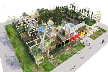 Vogelperspektive auf den Deutschen Garten auf der Floriade Expo 2022. 